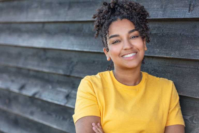 Teen girl yellow shirt