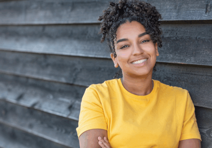Teen girl yellow shirt